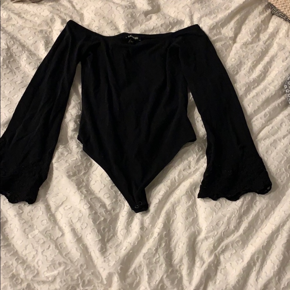 Black bodysuit lace detail sleeve